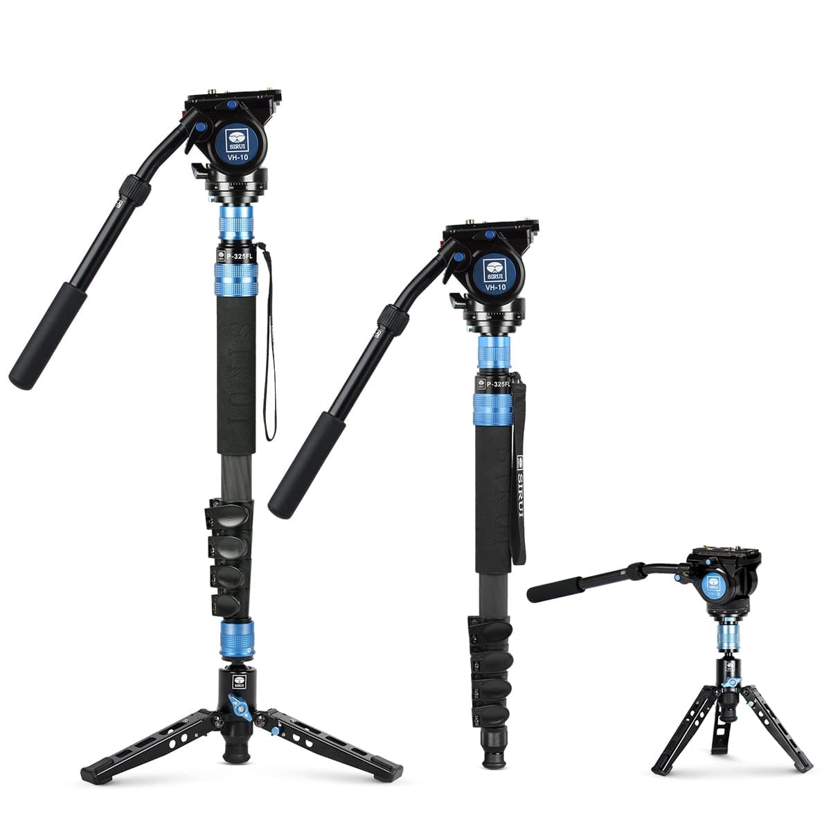 SIRUI P-325FL Carbon Fiber Camera Monopod Kit, 70.7" Lightweight Professional Video Monopod with VH-10 Fluid Video Head, Tripod Base, Flip Locks for DSLR Camera, Max Loading 13.2lbs