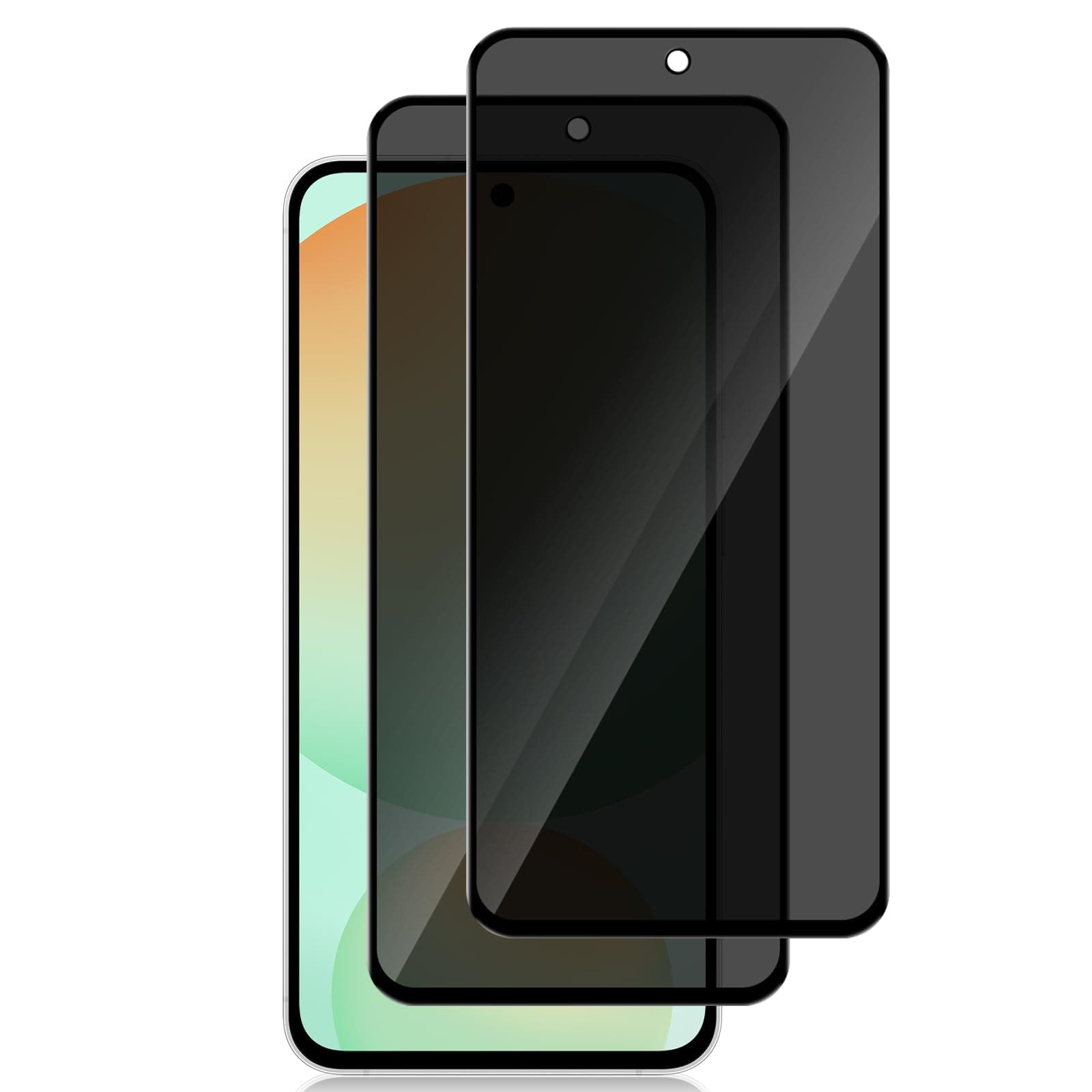 HinZann Privacy Screen Protector for Samsung Galaxy S24 FE, 2 Pack Privacy Tempered Glass Film, [9H Hardness, Bubble Free, Case Friendly, Anti-Scratch] Anti-Spy Protection for Samsung Galaxy S24 FE