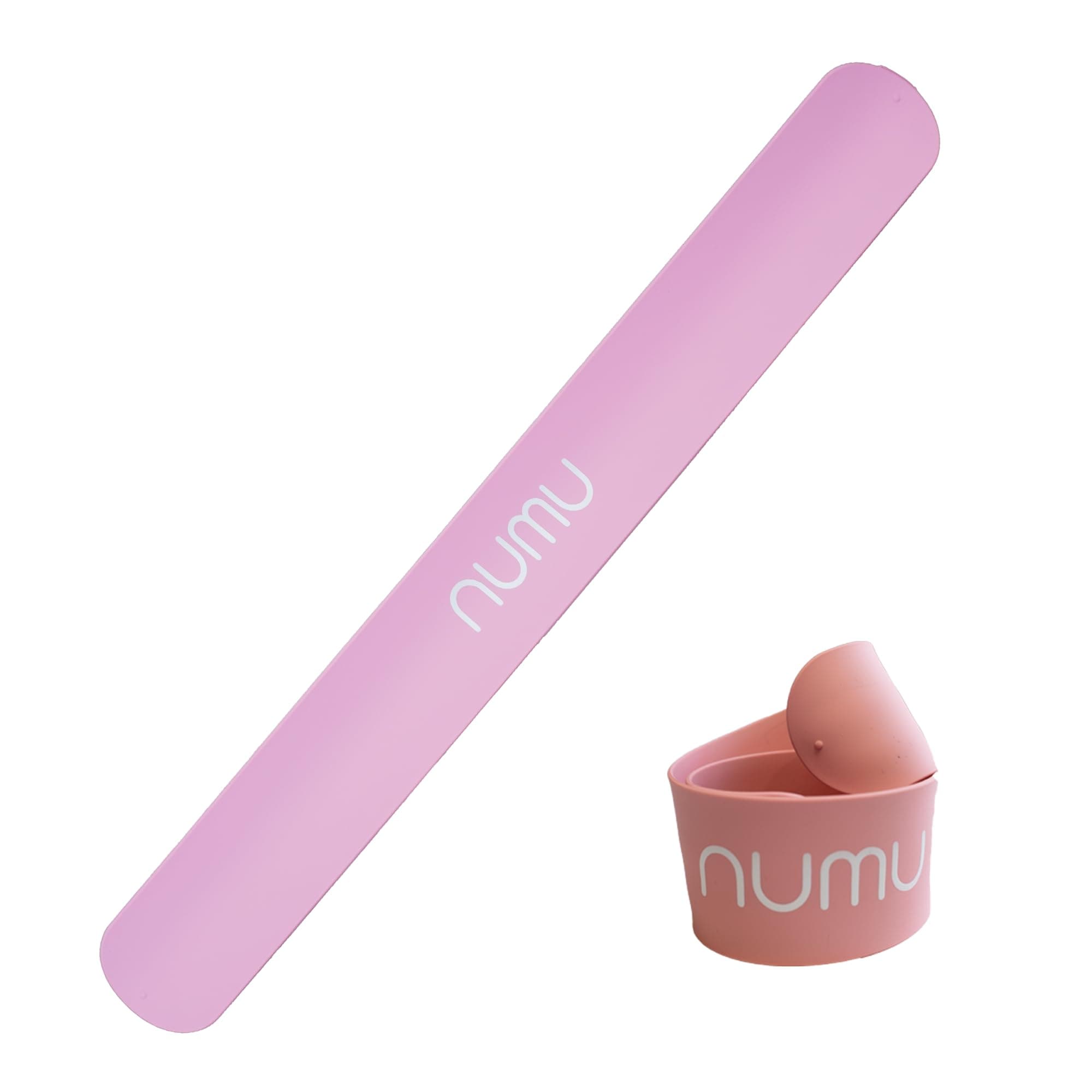 Numu Yoga Mat Strap Slap Band - Easy Snap On to Keep Exercise Mat Tightly Rolled and Secured for Yoga Mat Storage and Travel, Pink, Small