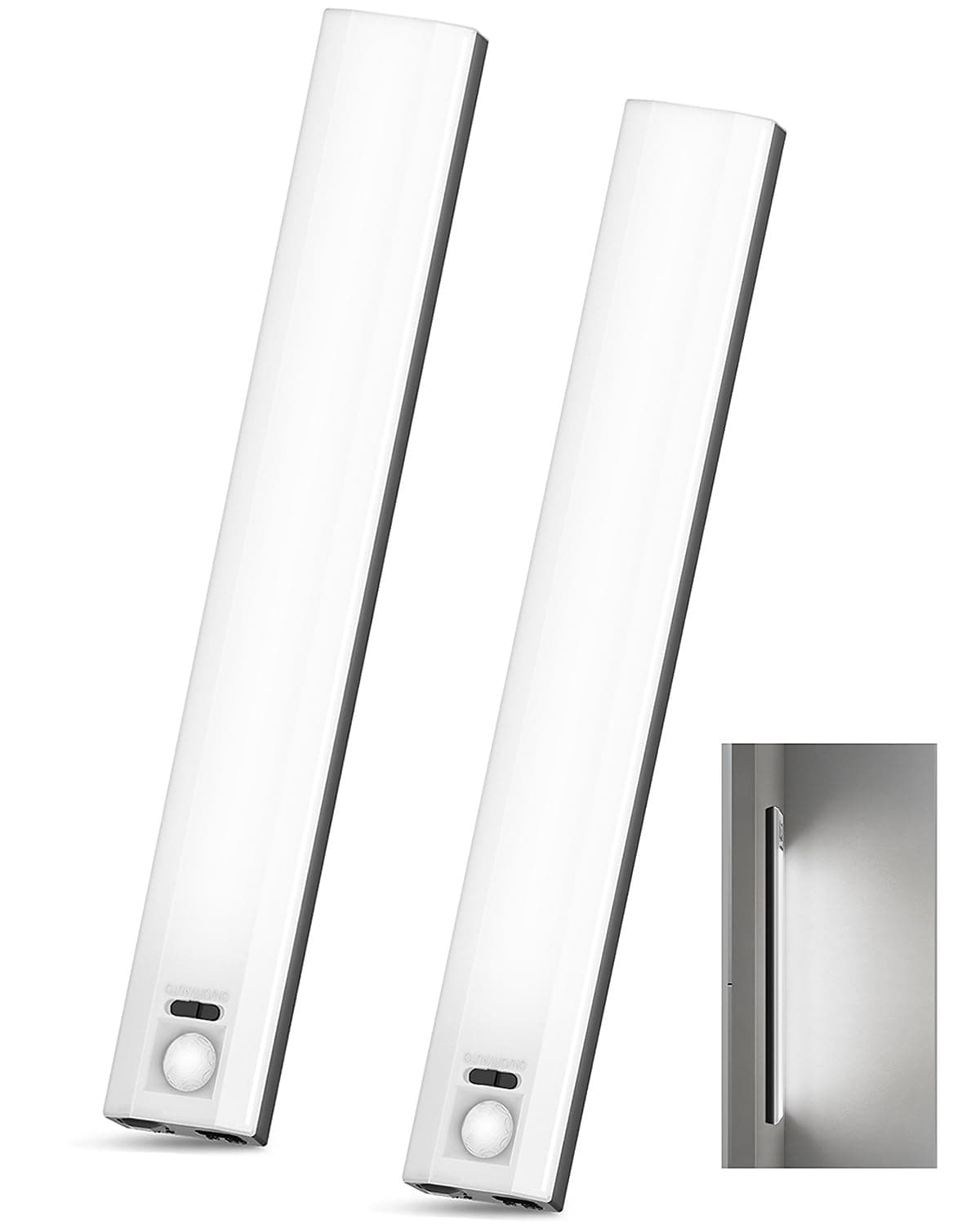 2-Pack 10inch Under Cabinet Lighting, 6500K Motion Sensor Lights Black