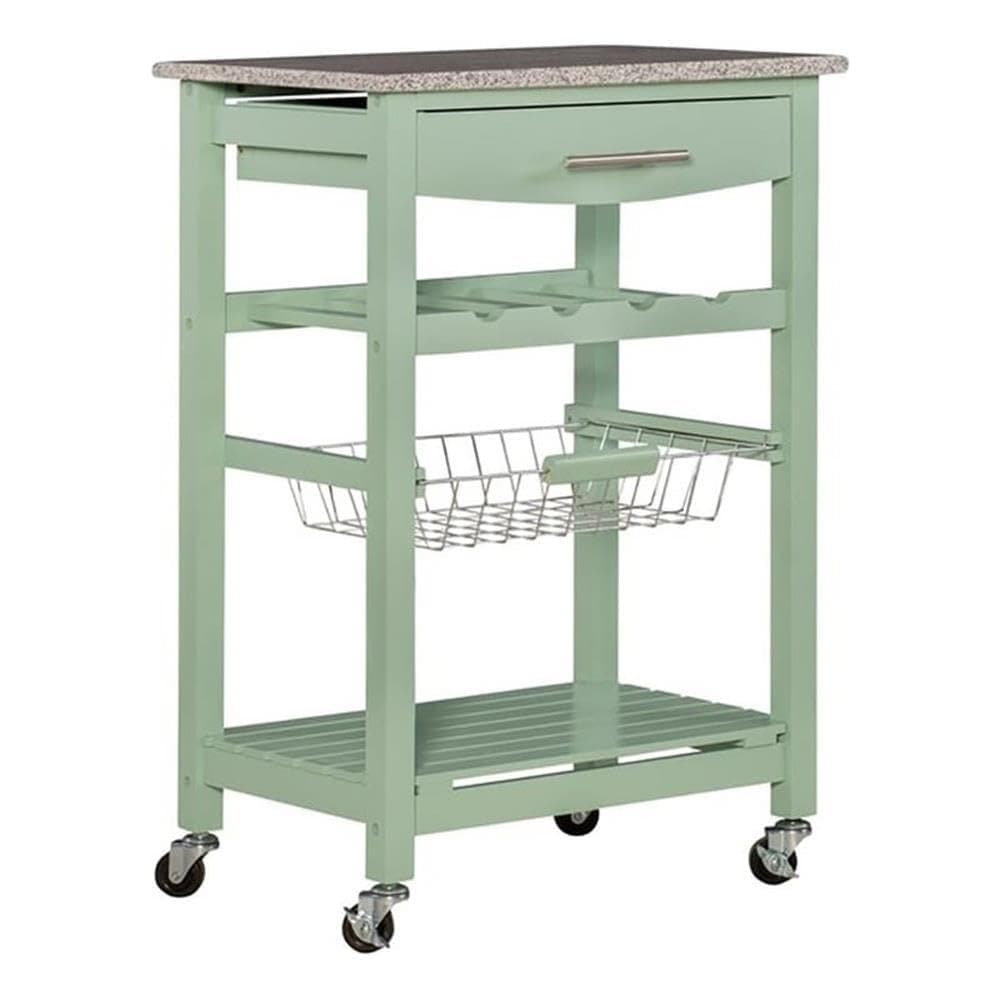 Riverbay Furniture Granite Top Kitchen Island in Green