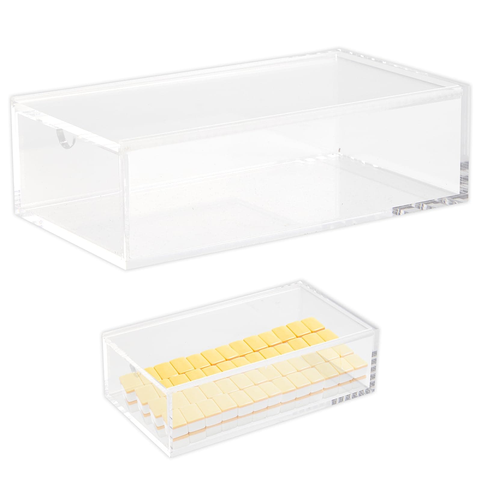 Bornerwhite Empty Acrylic Mahjong Case for 1.2x0.9x0.5 Inch 160 American Mahjong Tile Storage Box Transparent Display Box Mah Jongg Accessories Supplies for Home Travel Social Gatherings(Case Only)