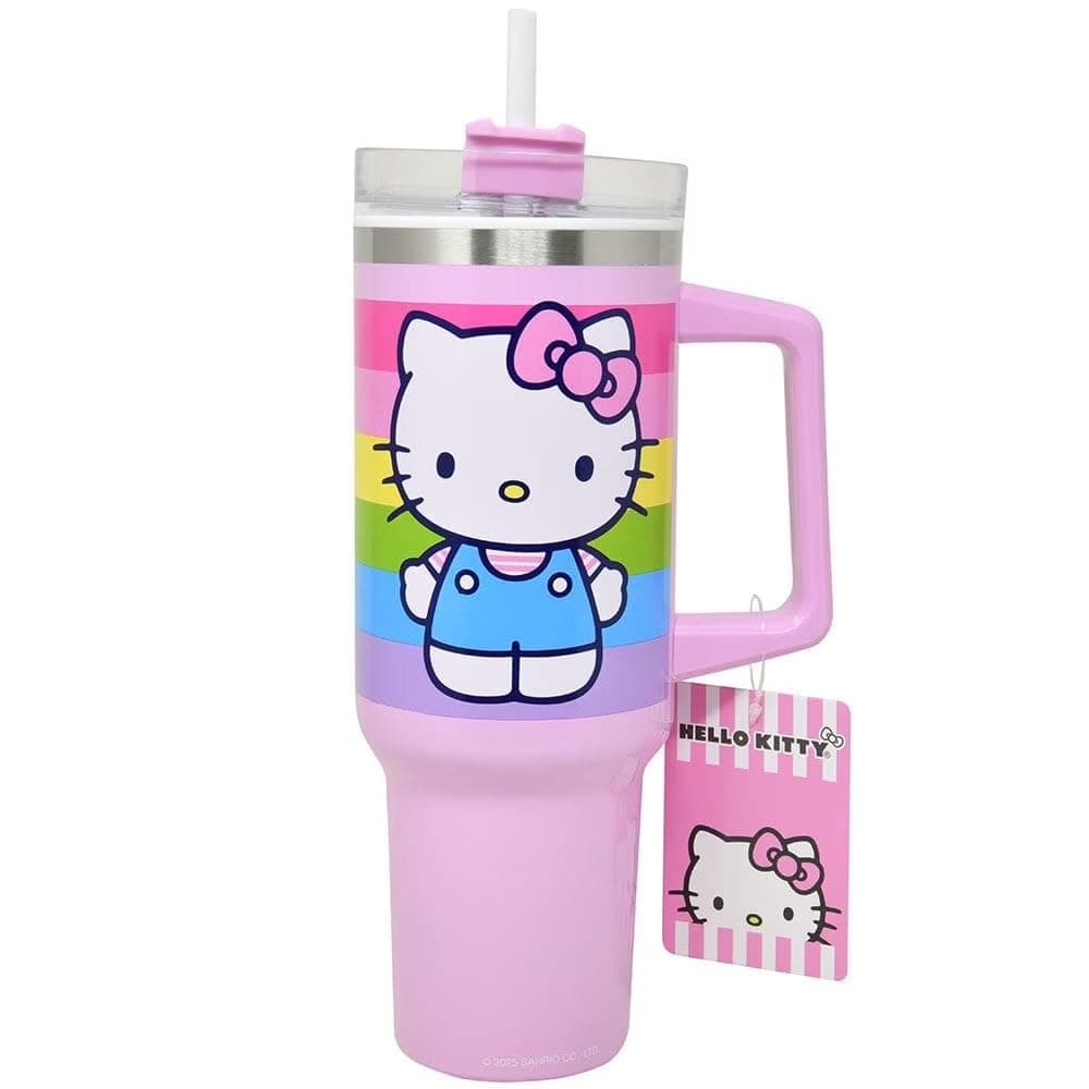 Fast Forward Sanrio Hello Kitty 40oz Stainless Steel Tumbler with Handle, Lid, & Straw (Rainbow Hello Kitty)