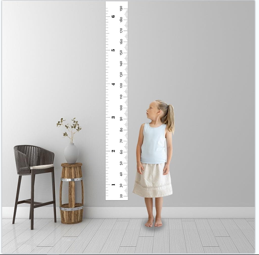 Niwo ART - Baby Growth Chart Wall Decor for Kids, Peel & Stick Self-Adhesive Removable Growth Height Ruler (Black & White)