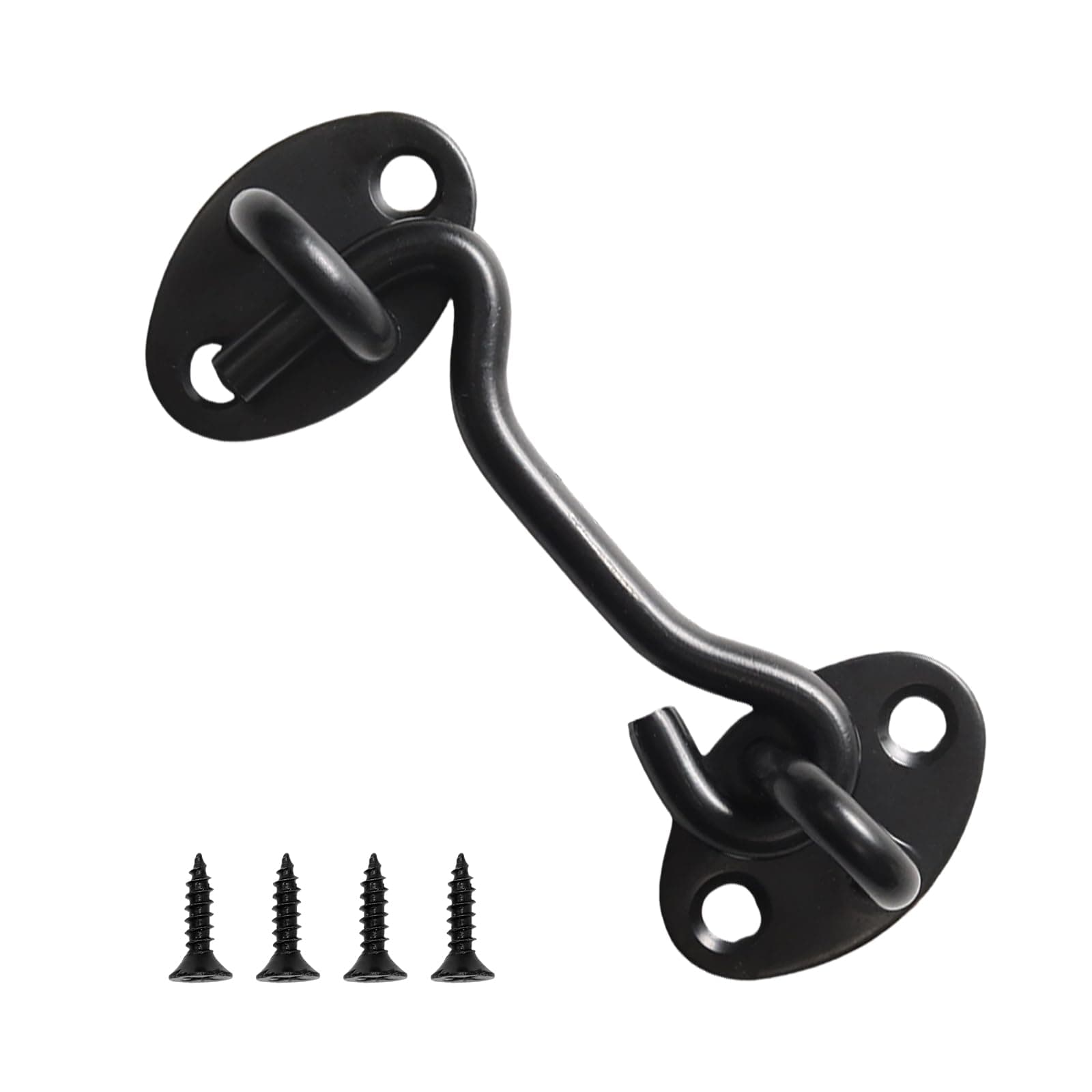 Yinluluna 3 Inch Hook and Eye Latch Stainless Steel Gate Latch Black Privacy Hook Barn Door Lock Cabin Hooks Easy Lock for Gates, Windows(3")