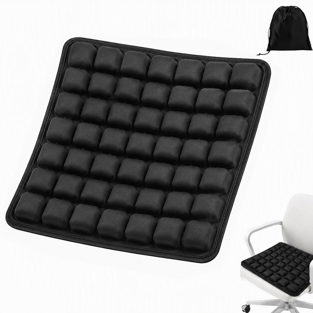3D Inflatable Portable Air Seat Cushion with 49 Air Cells, Lightweight Foldable for Airplane Travel, Office, Car & Wheelchair, Ergonomic Tailbone Pain & Pressure Relief, with Storage Bag