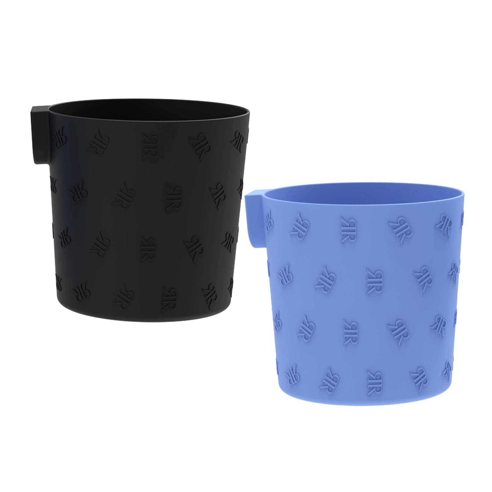Rich&Ray Magnetic Cup Sleeve, 8oz Reusable Silicone Sleeve without Cups, Stainless Steel Cup Sleeve Suitable for Water Cooler and Refrigerator, 2 Pack (Cup Sleeve - Black, Misty Blue)