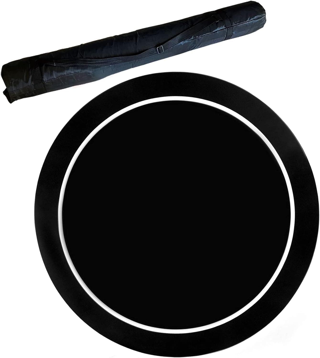 Poker Mat Texas Hold'em Poker Layout, Round Poker Table Layout, Professional Poker Mat with Carrying Bag, Tabletop Casino Felt Layout for Cards, Poker Games(Black,24inch)