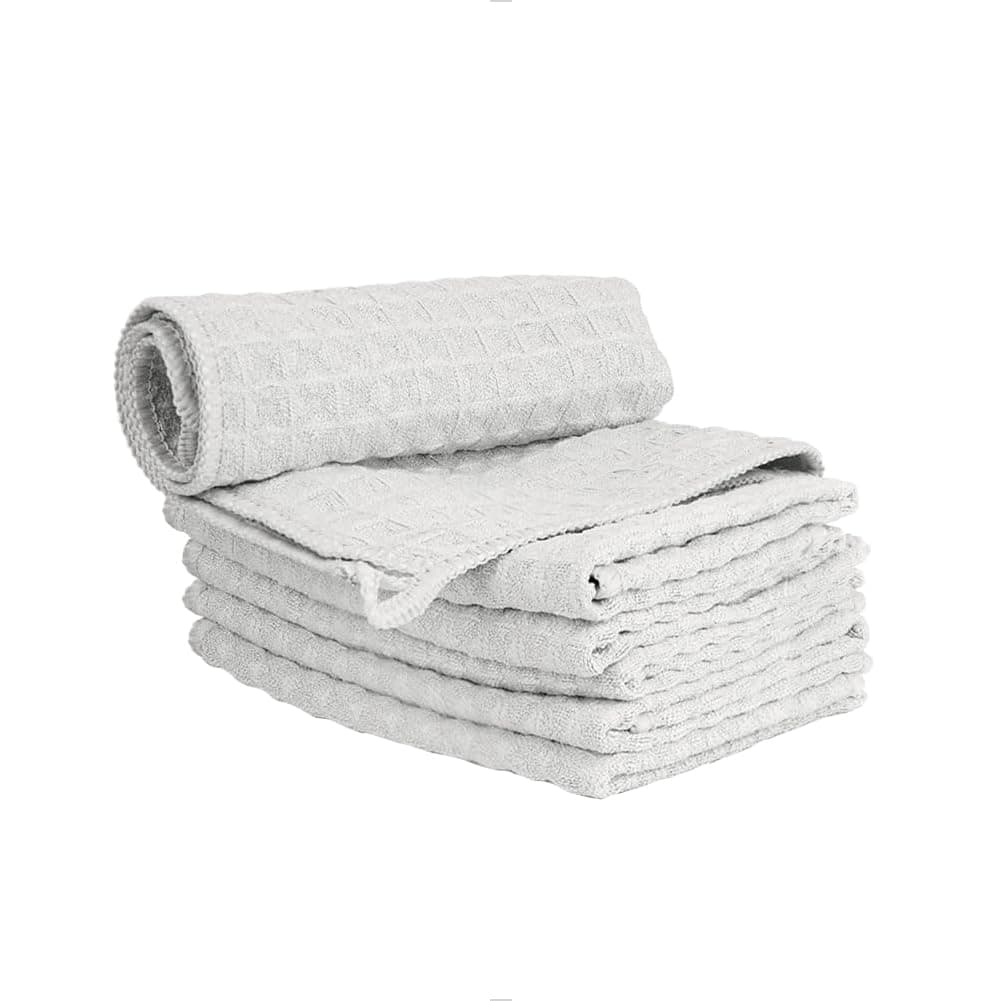 watchget 6 Pack Microfiber Espresso Barista Cleaning Towels, Light Grey