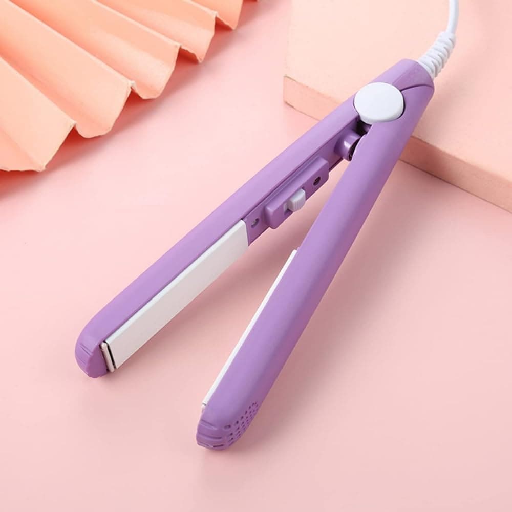 Curling Iron, Purple Mini Hair Curler, Ceramic Mini Hair Curler for Short Hair Fine Hair, 2 in 1 Mini Ceramic Curler, Hair Straightener, Mini Curling Iron Barrel Short Hair