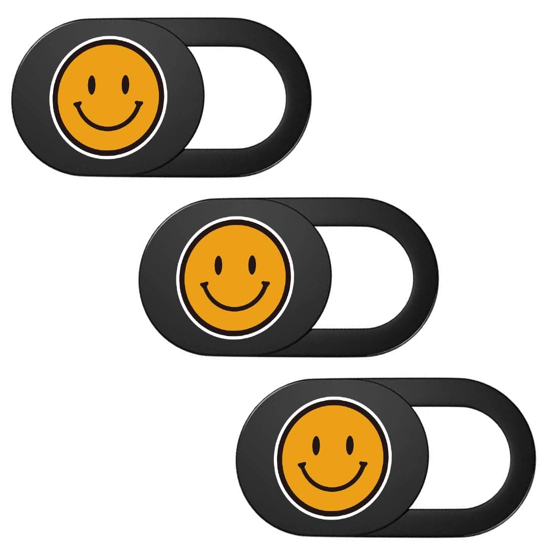 SIREG Webcam Cover Ultra Thin - Web Camera Cover fits Laptop,Tablet,PC,Computer, Smartphone, Protect Your Privacy and Security,Strong Adhesive (Smile-Black & 3 Pack)