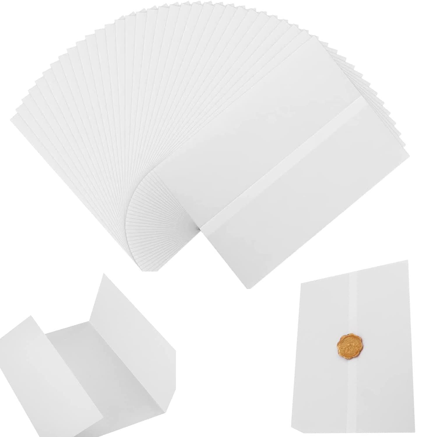 CAVLA 50 Pack Vellum Paper for Invitations, Jacket Vellum Wrap Jackets 5x7inch Pre-Folded Translucent Vellum for Wedding Invitations Baby Shower Birthday Invitations