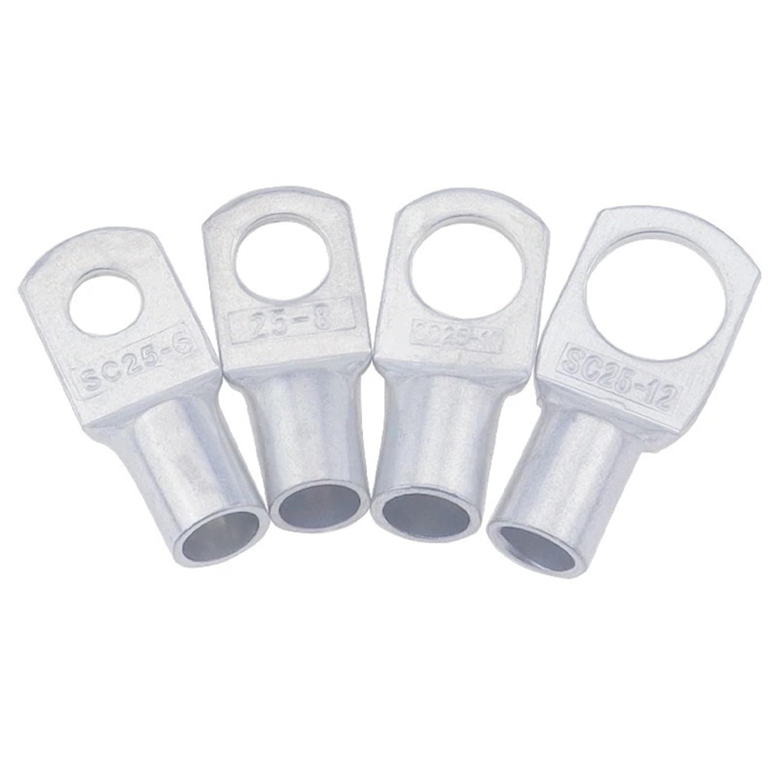 CLENEA SC25-6 25-8 25-10 25-12 Copper Cable Lug Kit Bolt Hole Tinned Cable Lugs Terminals Copper Nose Wire Connector (Color : SC25-10, Size : 20PCS)