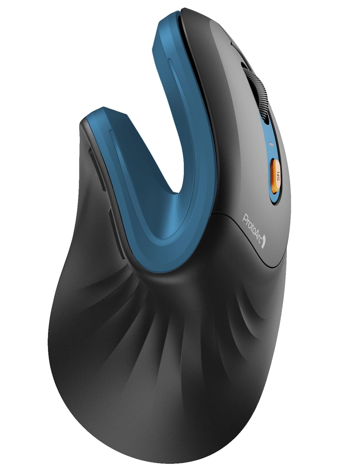 ProtoArc EM11 NL Ergonomic Mouse, MINI Wireless Vertical Mouse Rechargeable Optical Mice with Multi-Device (2*Bluetooth + USB Connection), 3 Adjustable DPI for Computer, iPad, Mac, Windows - Blue