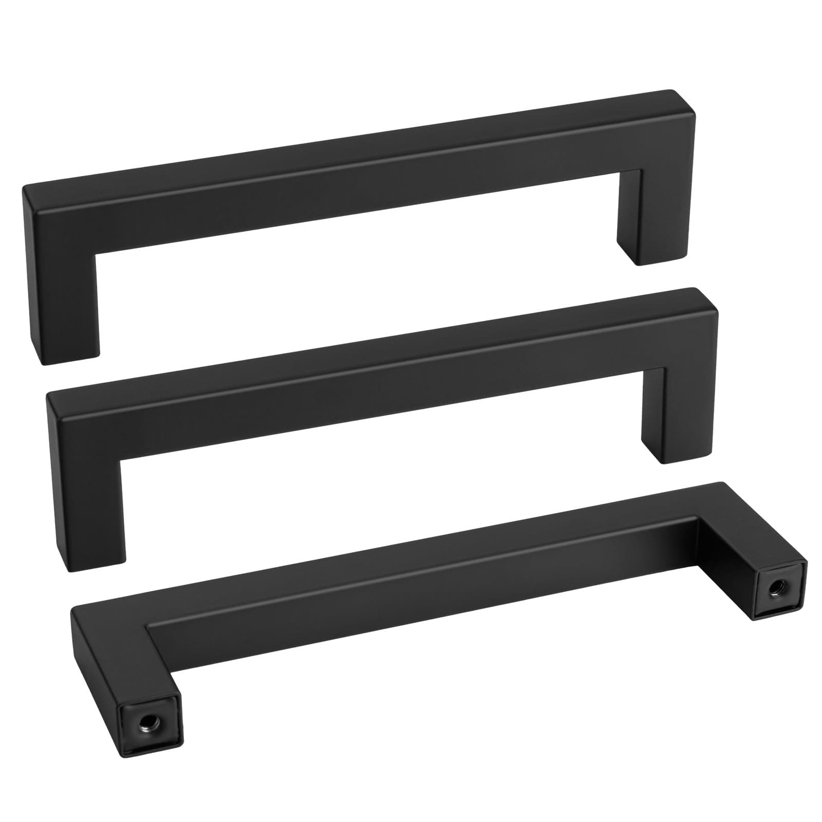 Goldenwarm 35 Pack 5 Inch Black Kitchen Cabinet Handles Square Drawer Pulls