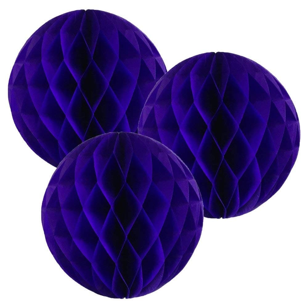 Pack of 3 Paper Honeycomb Balls for Party Decorations Wedding Birthday Christmas Parties (Royal Blue, 10" (25 cm))