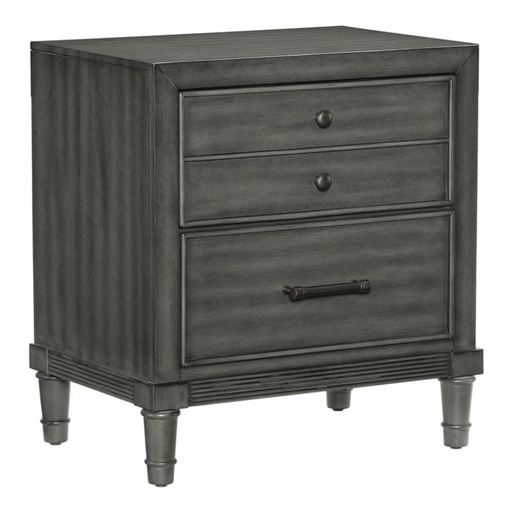 Lexicon Wittenberry 26.5" 2-Drawer Traditional Wood Nightstand in Gray
