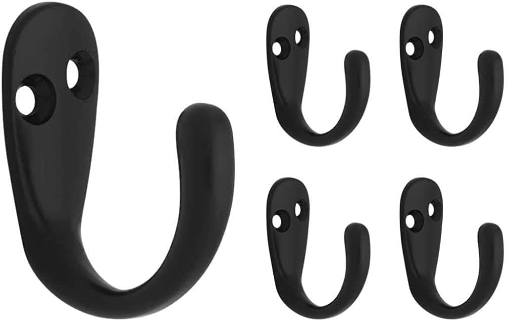 Franklin Brass FBSPRH5-FB-C Single Prong Robe Hook in Flat Black, (5-Pack)