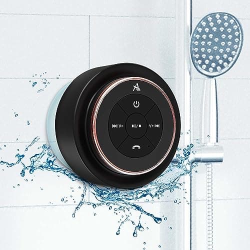 XLeader SoundAngel Mate, Upgraded, Pro Shower Speaker, Certified IPX7 Waterproof Bluetooth Speaker, with Suction Cup, Hook, Built-in Mic, Crystal Sound&Rich Bass, 12H Playtime, Ideal Gifts, Rose Gold