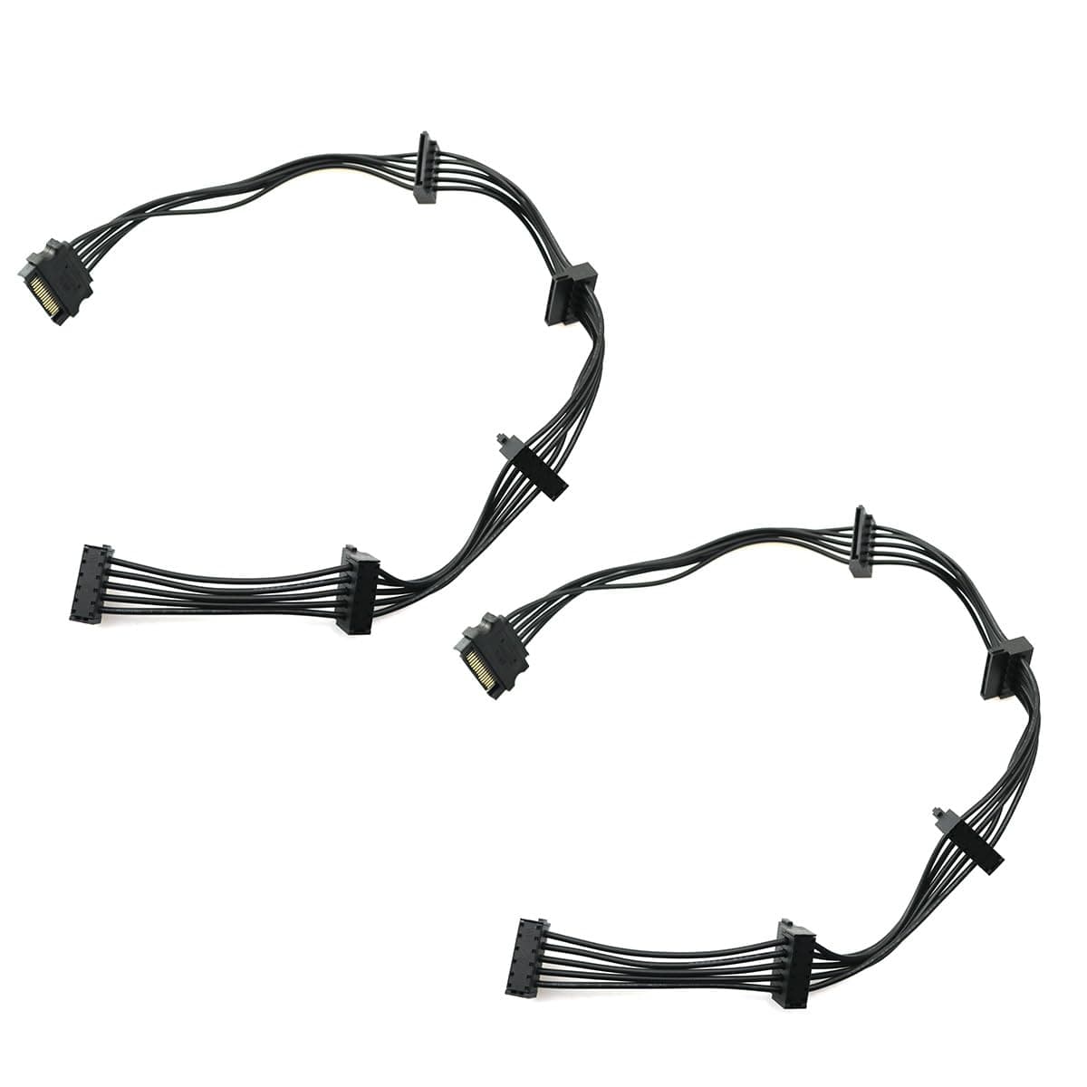 ZYAMY 2PCS One to Five 15 Pin Serial Port Extension Cable IDE to Female Multi Hard Drive Pure Copper Power Distributor 50CM for CD Drive Black