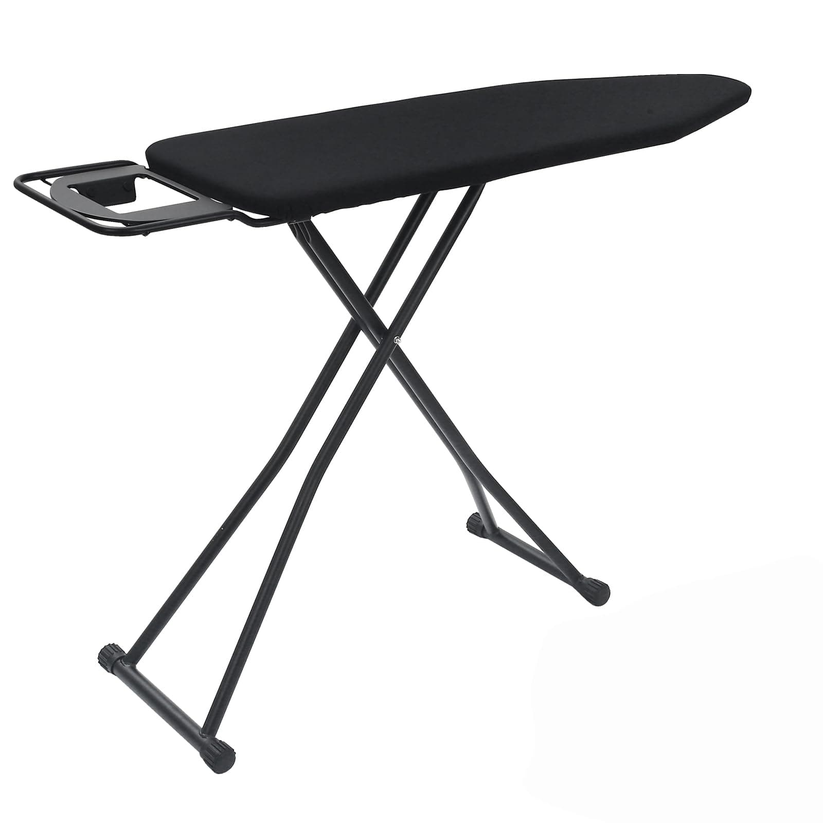 Rainberg Folding Ironing Board, 122 x 38cm Ironing Surface, Adjustable Height Up To (78-91cm), Includes Silicone Iron Rest, Durable with Safety Lock & Anti-Skid Feet, Foldable Ironing Boards (Black)
