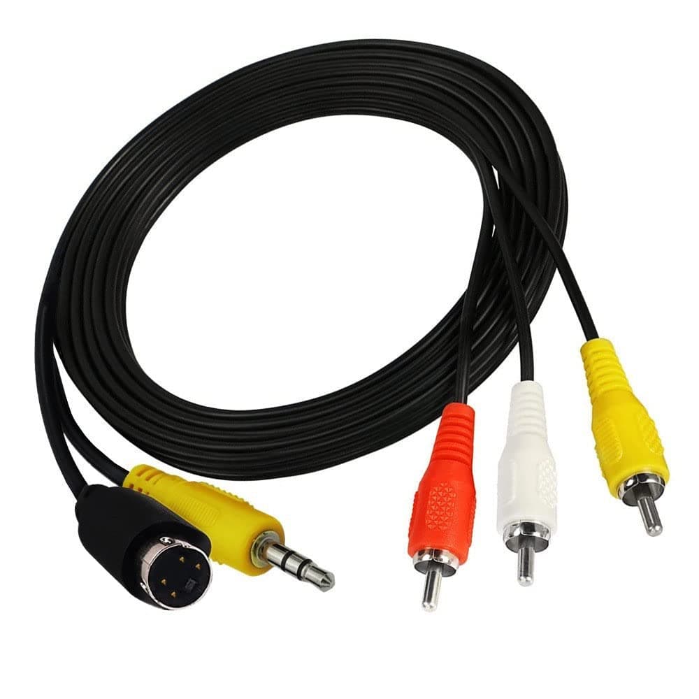 MTUERANC S-Video 4Pin with 3.5mm (1/8 inch) TRS Stereo Audio Male Plug to 3 RCA Male Composite Adapter Converter Video Cable PC to TV - 1.8M/6Feet