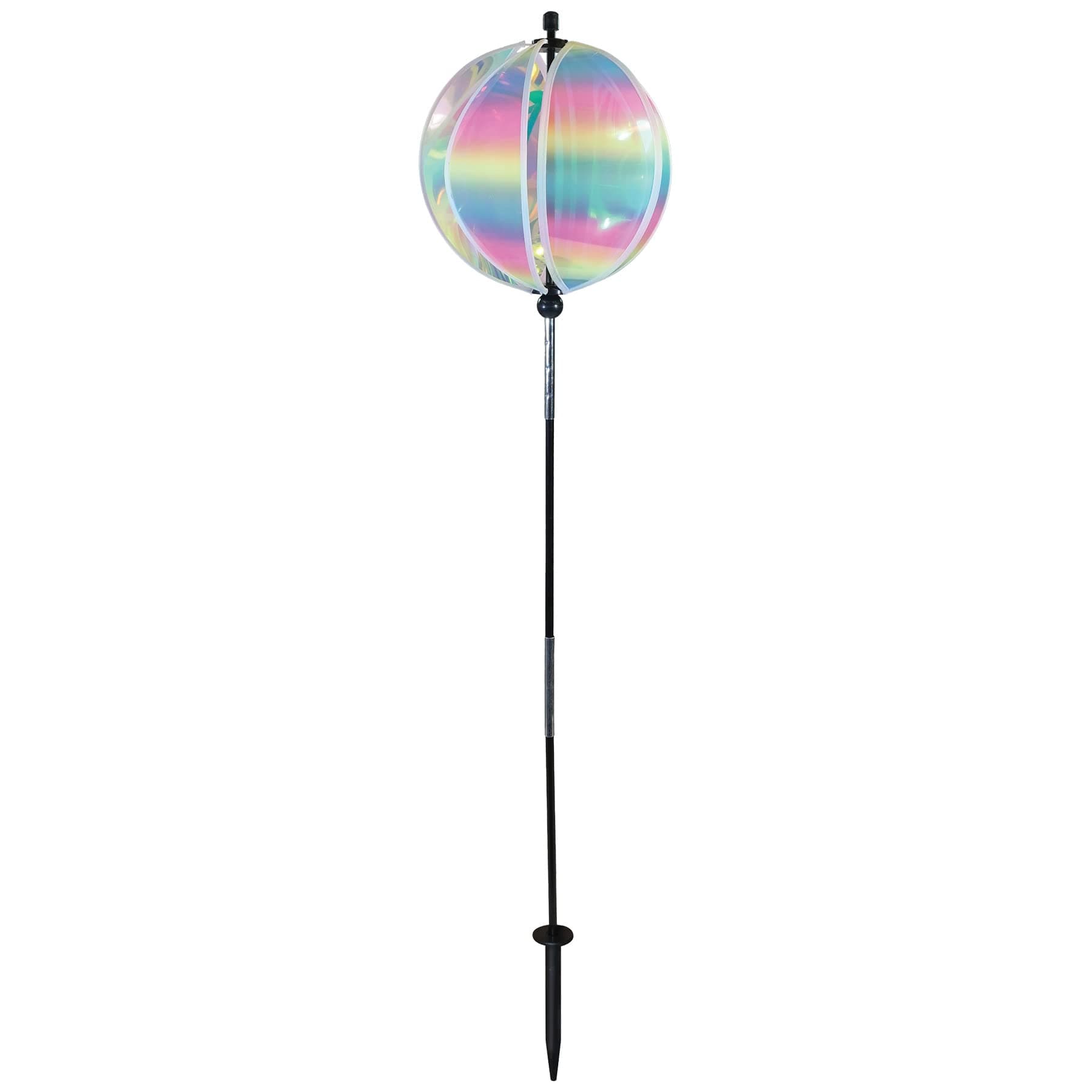 In the Breeze 2634 — 11-Inch Striped Iridescent Gazing Ball, Garden Ball Spinner