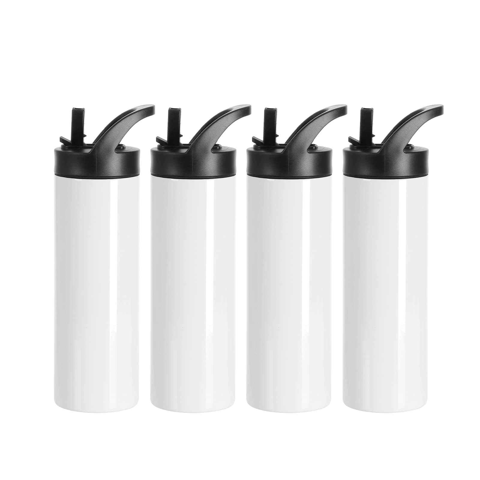 PYD Life 4 Pack Sublimation Tumblers Blanks Cups White 20 OZ Skinny Straight Sports Water Bottles Mugs with Portable Sippy Up Lid with Straw,for Tumbler Heat Press