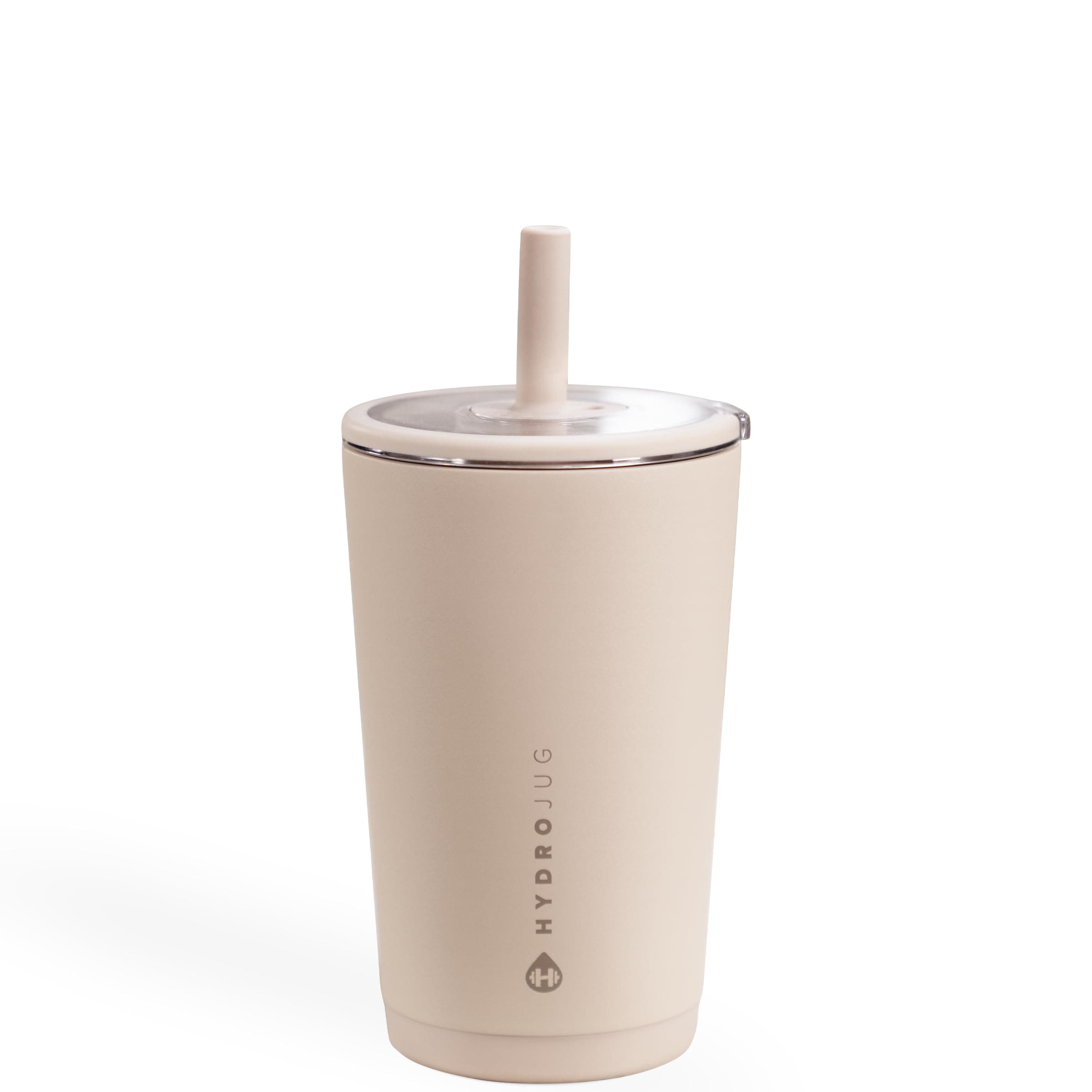 HydroJug Everyday Tumbler 14 oz – Ceramic-Lined Insulated Tumbler with Straw and Soft-Touch Lid, Cup Holder Friendly, Double-Wall Vacuum Insulation, Reusable Travel Cup – Dune