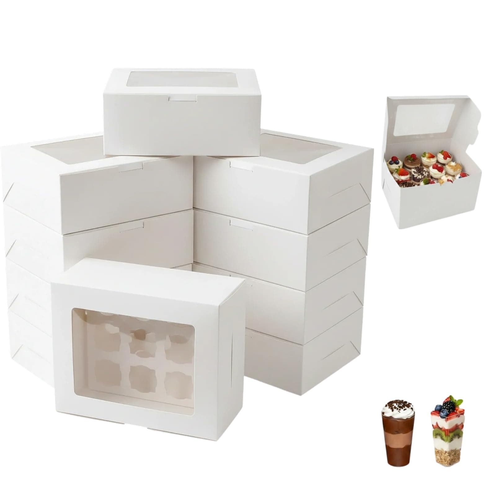 JRWTY Dessert Shooter Boxes, 10-Pack, Holds 12 Count 3 oz Dessert Shooters,