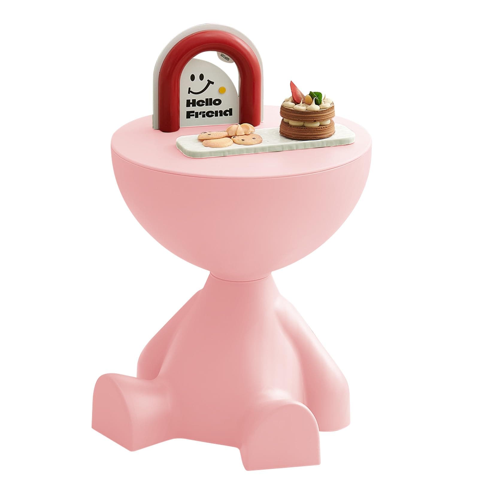 AESRAOU Modern Hourglass Side Table, Mini Round Side Table, Hourglass End Tables, Small Coffee Table, Waterproof PE Construction, Small Round End Tables for Home, Living Room, Bedroom