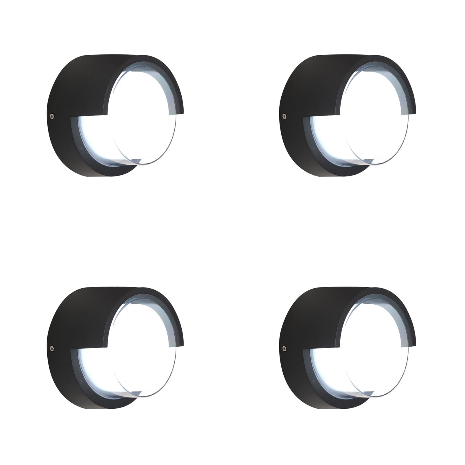 Scpitw R4-YY-BD-012-6500K Wall Light Outdoor Light Fixture,4 Pack Outside Wall sconces,6500K Cold Lights Outdoor Wall Lantern,Aluminum Black Wall lamp,high Brightness Wall Mount Lights