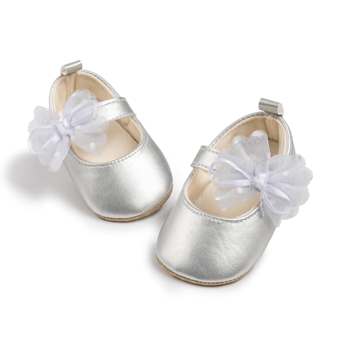 Meckior Infant Baby Girls Soft Sole Bowknot Princess Wedding Dress Mary Jane Flats Shoes Easter Light Baby Sneaker Shoes