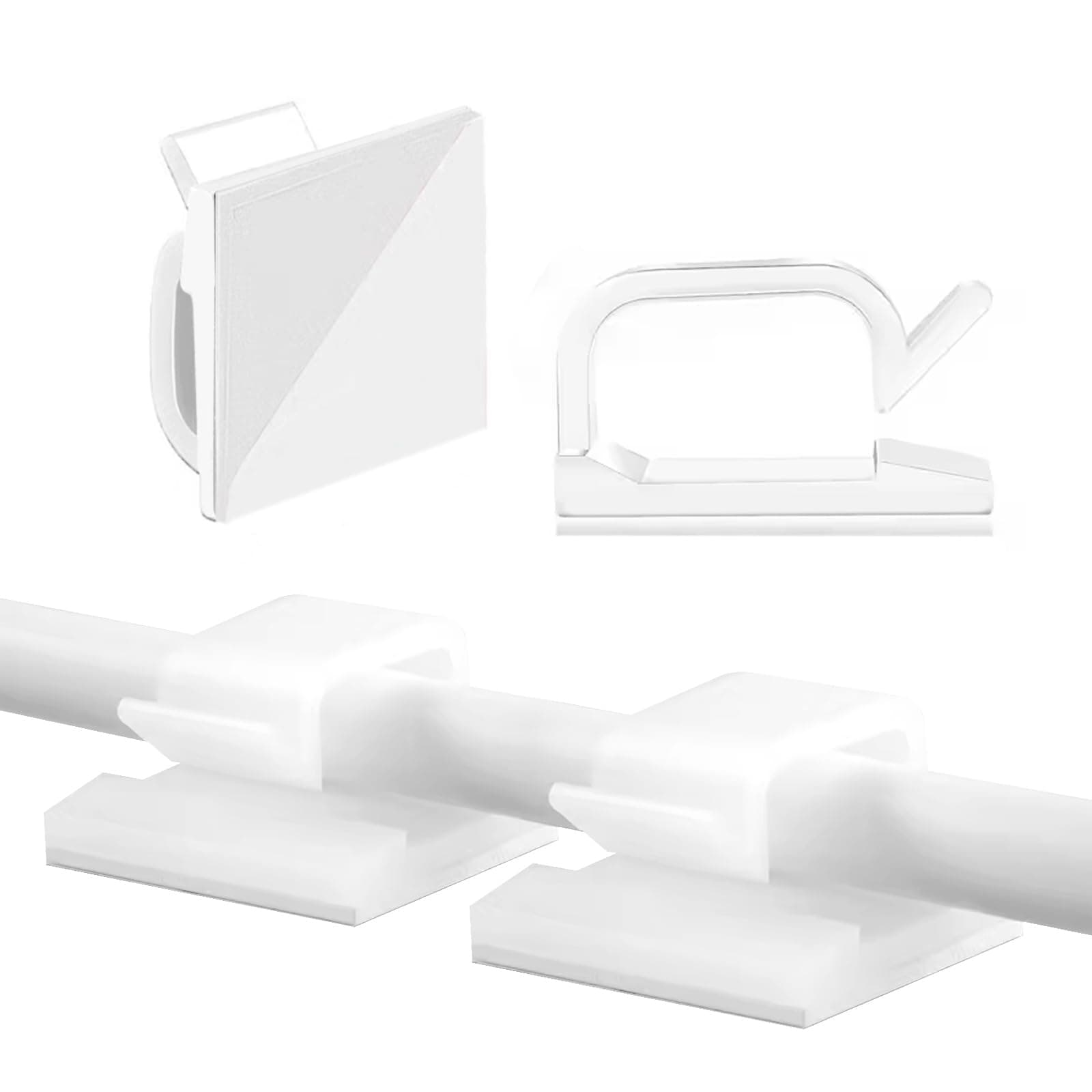 GGFOXLEW 5/8 in Adhesive Cable Clips, 120pcs Outdoor Light Clips, Cord Clips, Sturdy Wire Clips, Finisher Wire Clamp for Home, Car, Office Wire Management Clips (White, 5/8"-120PCS)