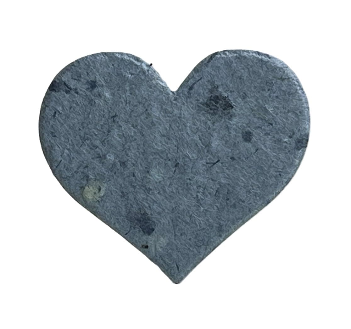 Of The Earth Handmade Paper - Small Heart Shape Seed Embedded Cotton Tags - 1.75" X 1.5" - Set of 50 (34s Blue Lotka)