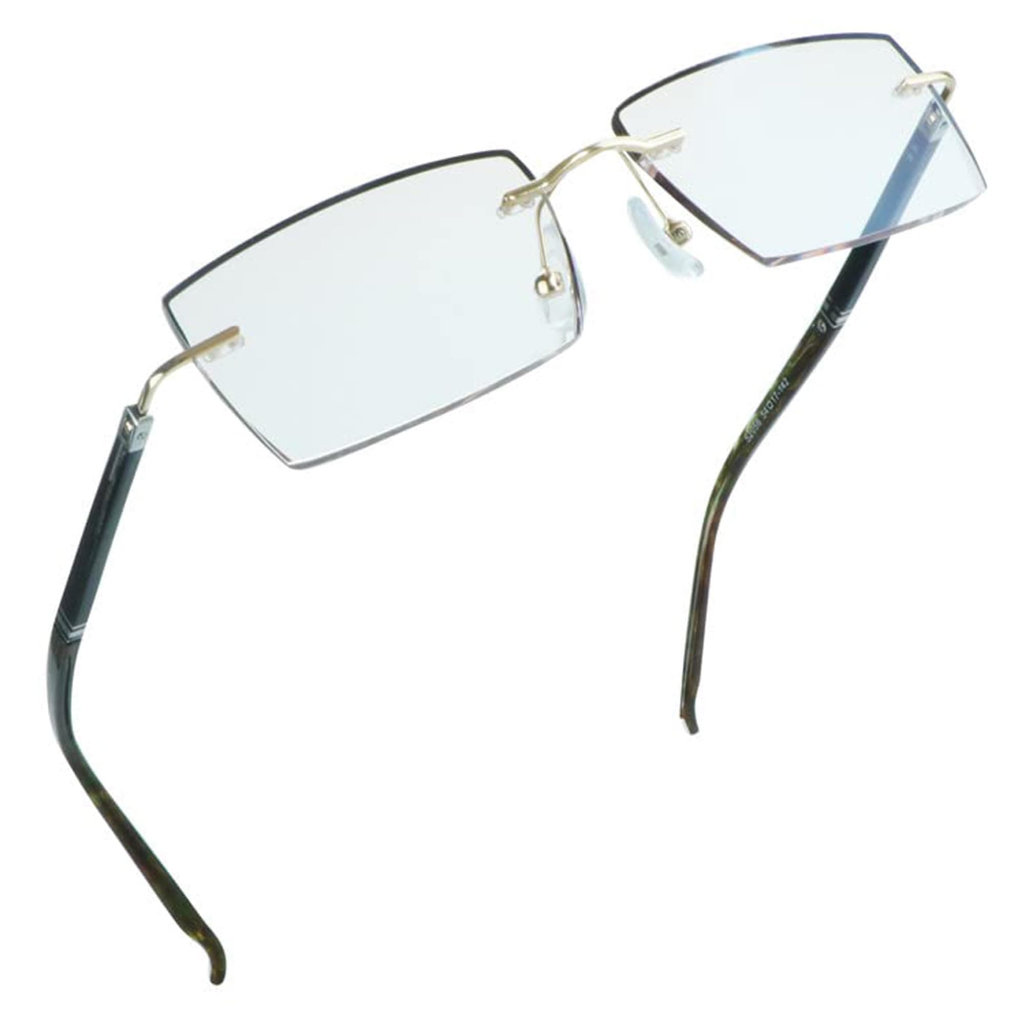 LifeArt Blue Light Blocking Glasses,Computer Reading Glasses,Rimless Frame Tinted Lens with Diamond,Stylish for Men (+4.00 Magnification)