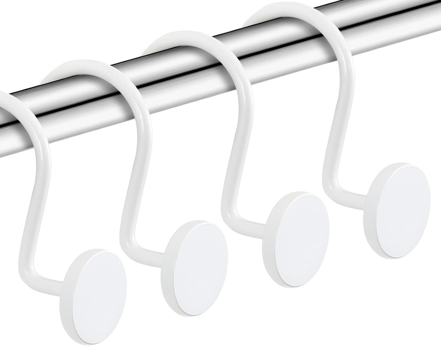 CHICTIE White Shower Curtain Hooks, Rustproof Shower Curtain Rings for Bathroom, Metal Shower Hooks for Shower Curtain Rod, Modern Decorative Shower Curtain Hangers Set of 12, Round Heavy Duty Design