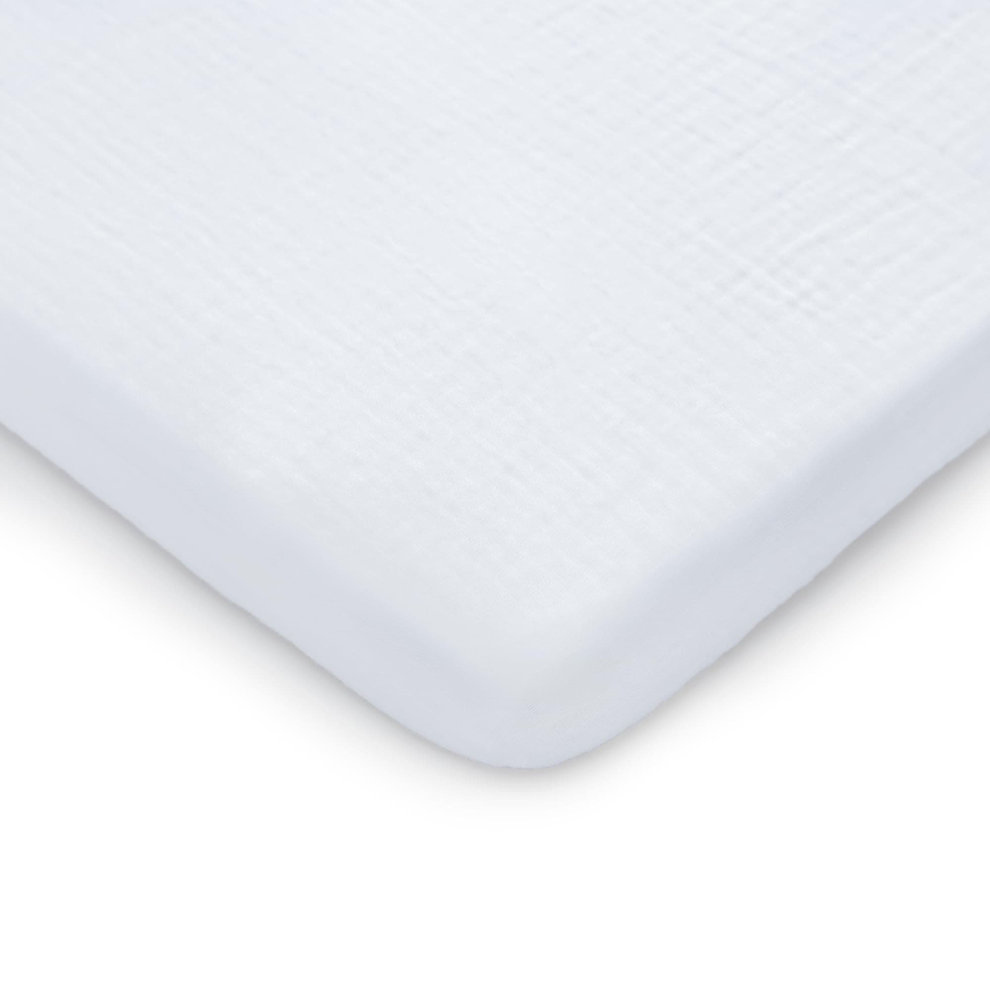 Comfy Cubs Muslin Bassinet Sheet - 100% Soft Cotton Fabric, Breathable & Gentle for Baby’s Sensitive Skin - Universal Fit with Secure Elastic Edging, Gift-Ready Packaging - White