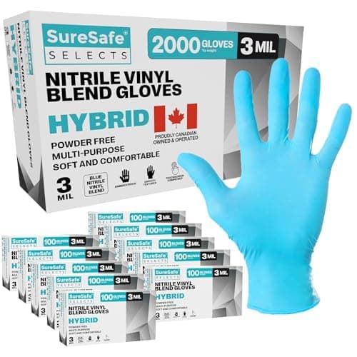 Blue Vinyl Nitrile Gloves XL, 3 Mil Powder-Free Latex-Free, 2000 Count
