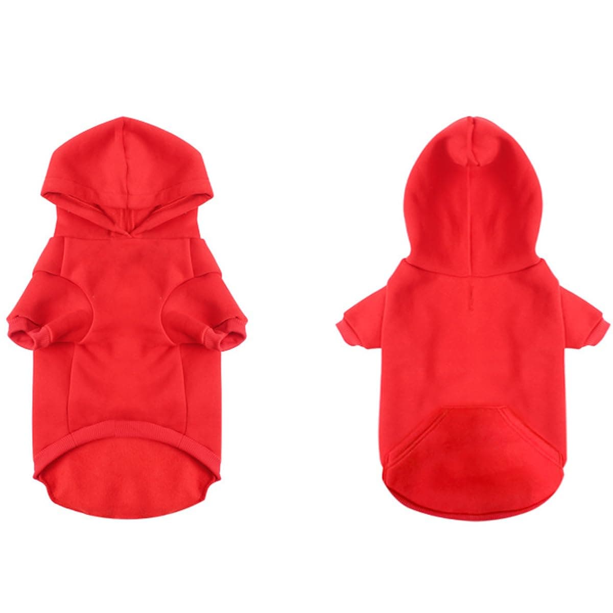 Fleece Dog Hoodie with Harness and Leash Holes, Winter Pet Jacket, Adjustable Coat with Pockets for Small Large Dogs (Red, Small)