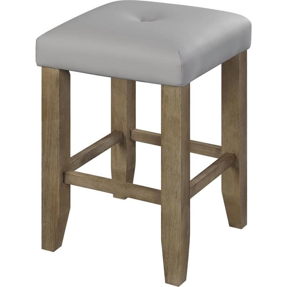 Acme Charnell Counter Height Stool in Gary PU & Oak Finish