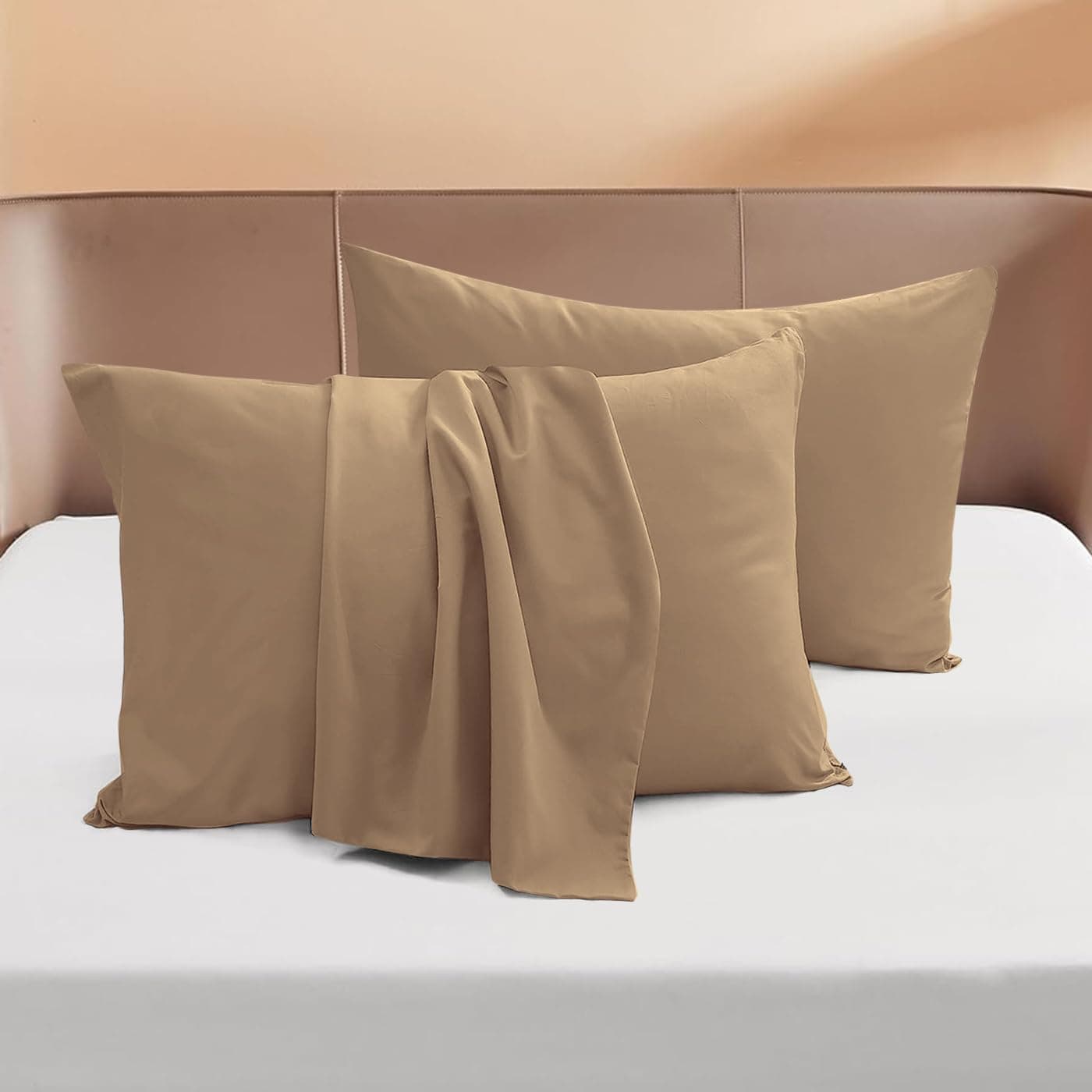 Pink Design Den 1000-TC Peruvian Pima Cotton Toddler (13x18) Pillowcases - Set of 2 - Travel Pillow Cases 13x18 Pillow Covers - Zipper Closure Pillowcases, (Solid, Taupe)
