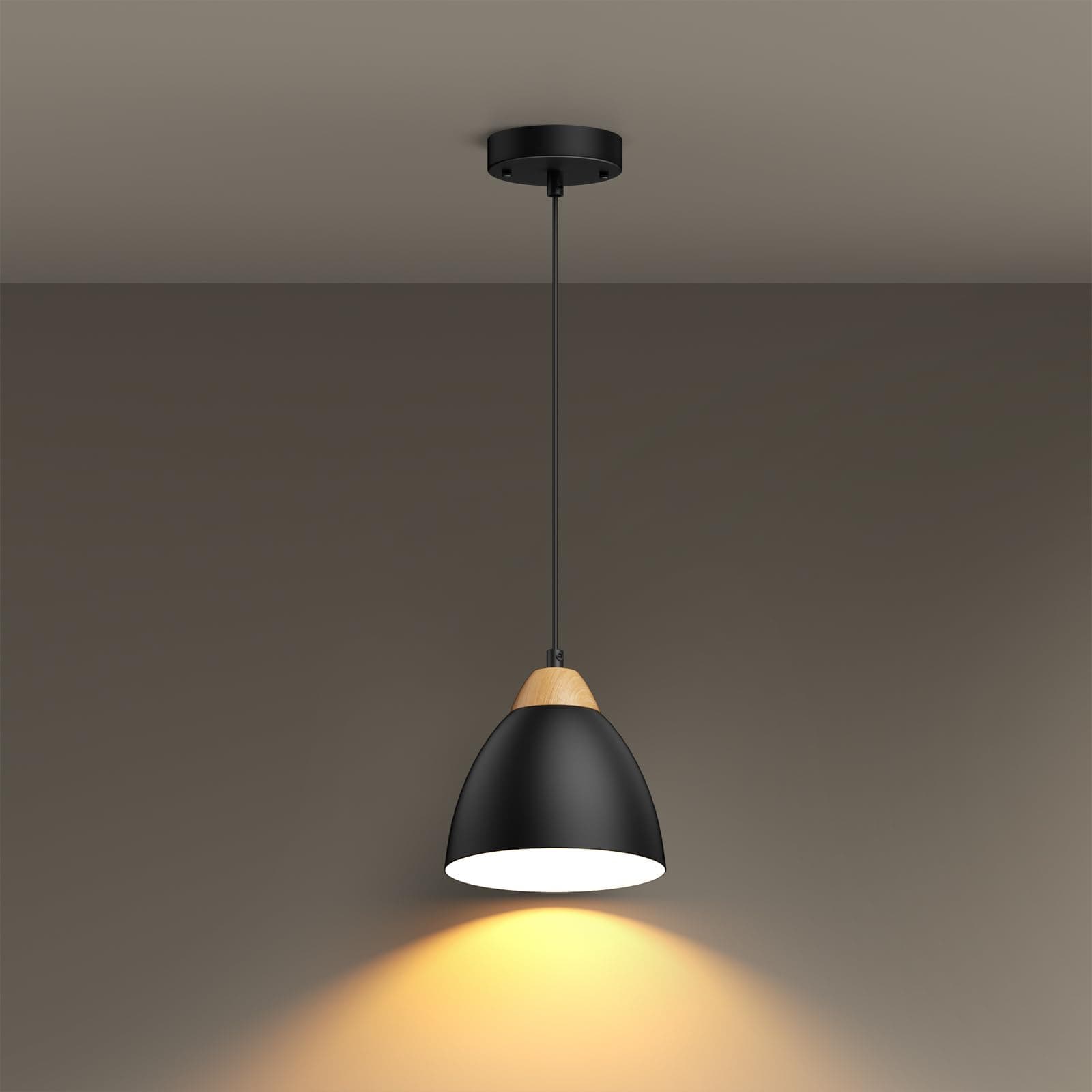OTeedo Black Pendant Lights for Kitchen Island, 5.9" Cone Metal Shade Adjustable Height Small Hanging Lamps for Dining Room Light Fixtures Over Table Modern Ceiling Fixture