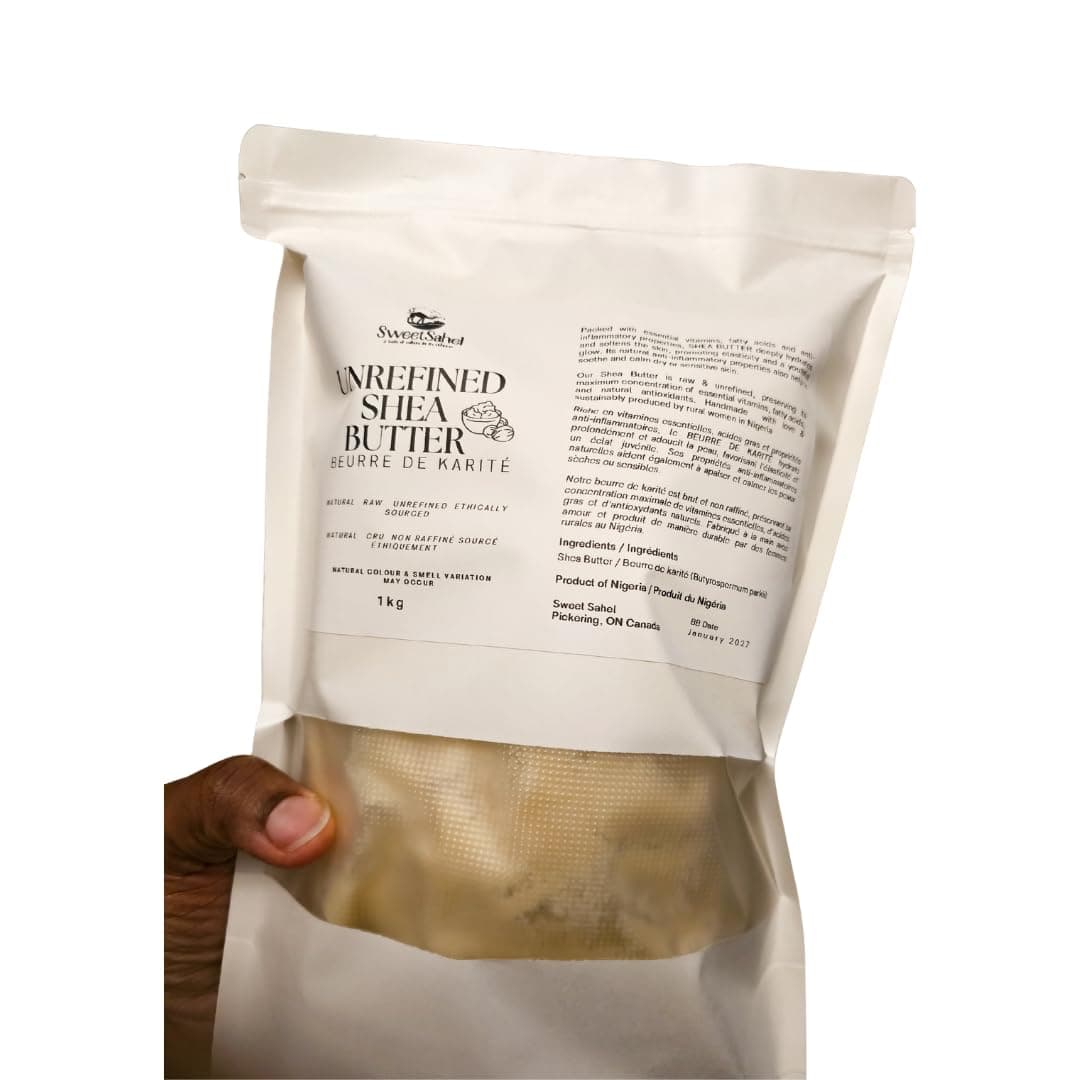 Sweet Sahel Natural & Unrefined Shea Butter 1kg / 2.2lbs, Sourced from West Africa, Use Alone or in DIY Recipes, Body Butters, Lotions, Soap, Lip Balms & More (1Kg)