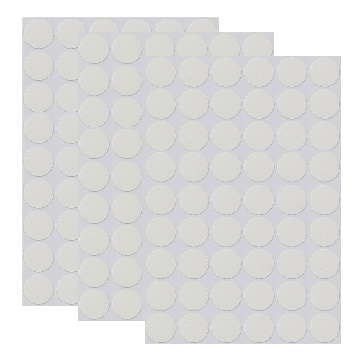 162 PCS Self-Adhesive Screw Hole Stickers in 3 Sheets - Plastic Covers Caps Wood Textured Free Sticker 21mm/0.82" Dia for Wooden Furniture - White Texture