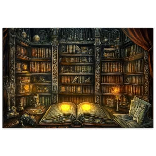 Jigsaw Puzzles for Adult Gothic Bookshelf Ancient Scrolls Mystical Artifacts Wooden Puzzle Game for Family ducational Games for Home Decor 1000 Piece