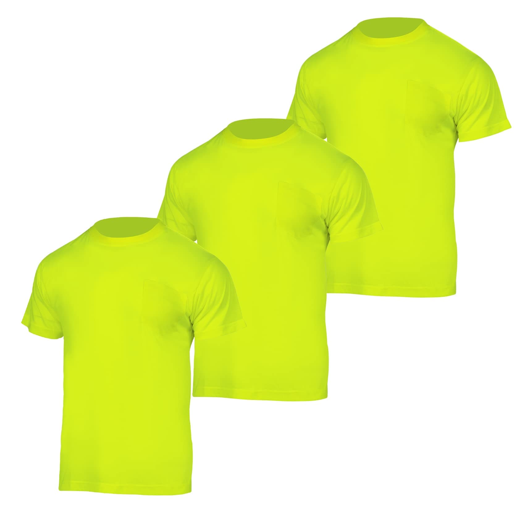 VENDACE Safety T Shirts High Visibility 3 Pack Hi Vis Short Sleeve Construction Work Shirts for Men(Yellow,L)