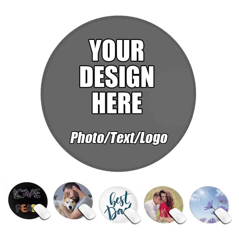 Customizable Mouse Pad with Delicated Stitched Edges, Photo Mousepad Custom, Mouse Pad Circle Customization for Laptop Computers PC, Decorative Mouse Pad Personalization, DimGray