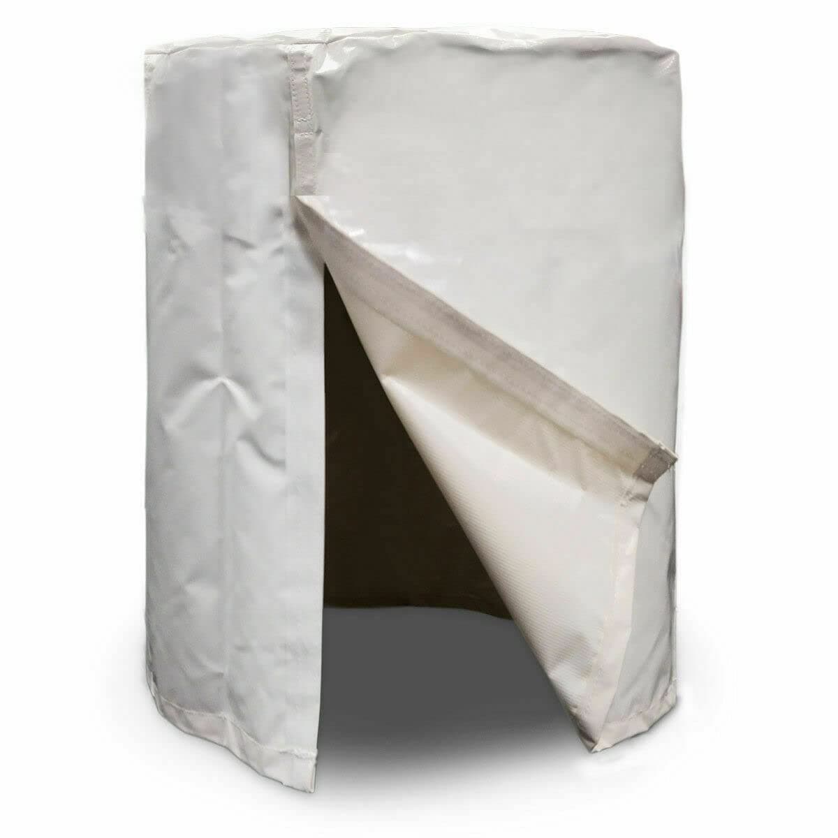 TentandTable Moose Supply 55 Gallon Drum Cover | Fits Most Water Barrel Cylinder Drums | 24" Inch Diameter x 3' Feet High x 78" Inch Circumference | White | 14 Ounce Vinyl | 4 Pack