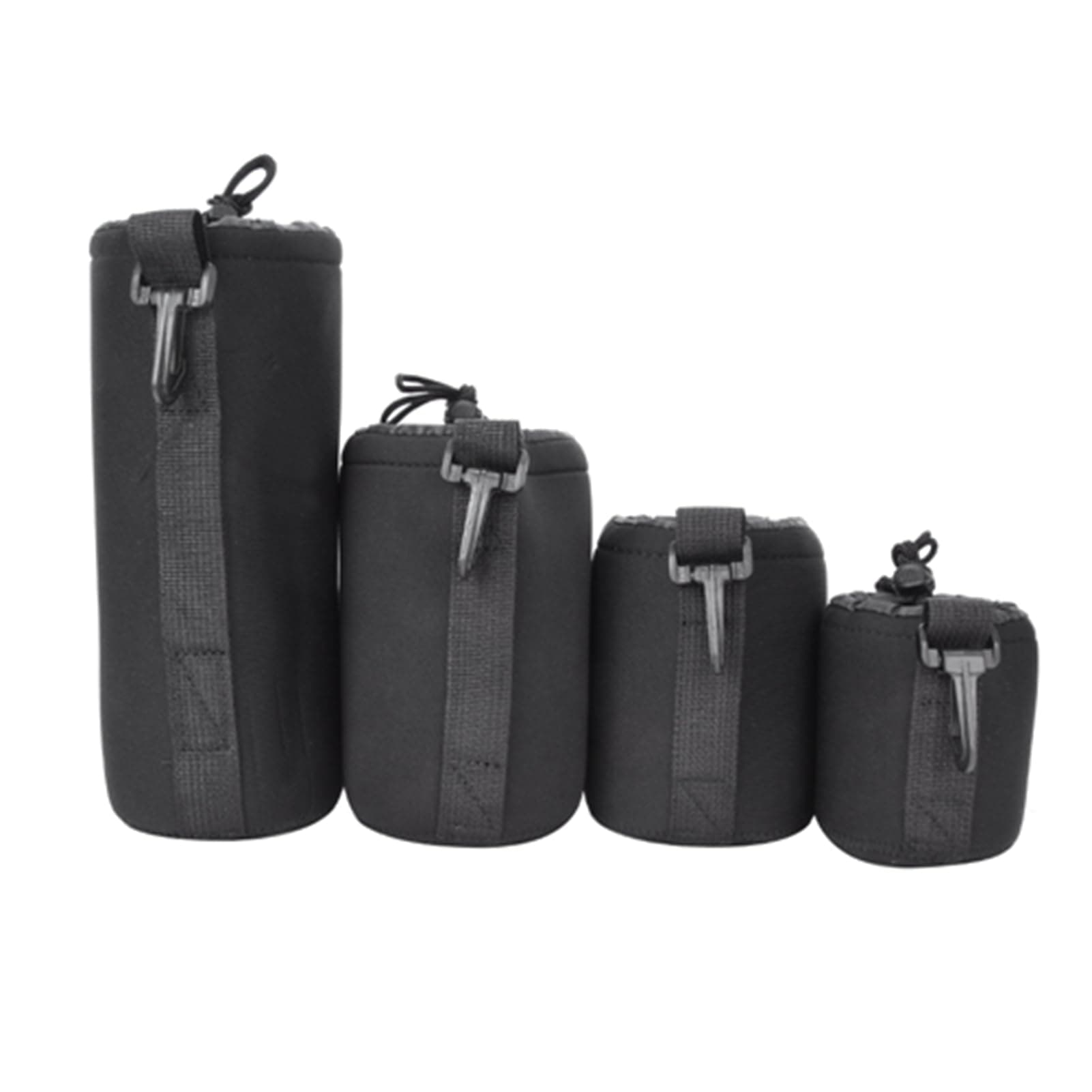 Camera Lens Storage Bag, S M L XL Neoprene Lens Storage Bag Hook Design 4PCS for DSLR Camera Lens